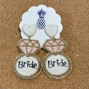 Bride Beaded Earrings with Pink and White Accents